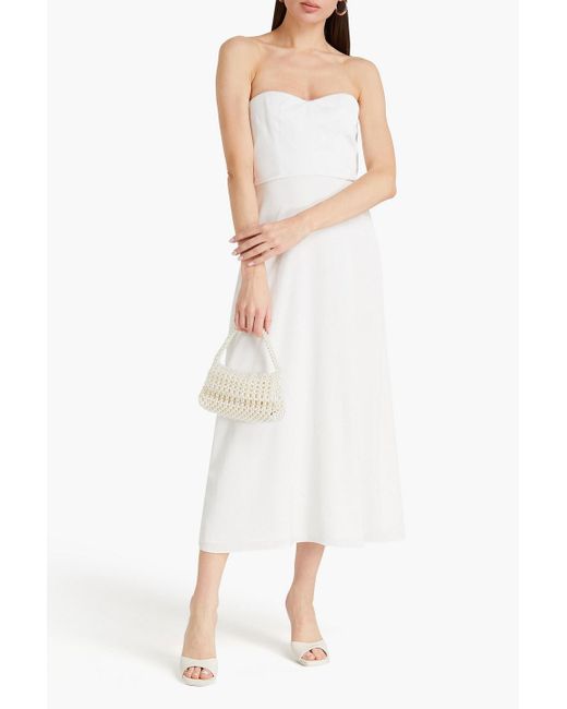Ba&sh White Strapless Satin-crepe Midi Dress