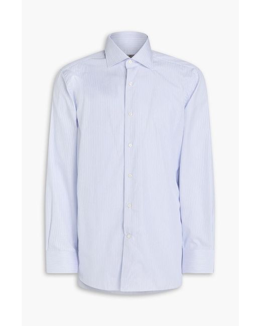 Canali White Striped Cotton-Jacquard Shirt for men