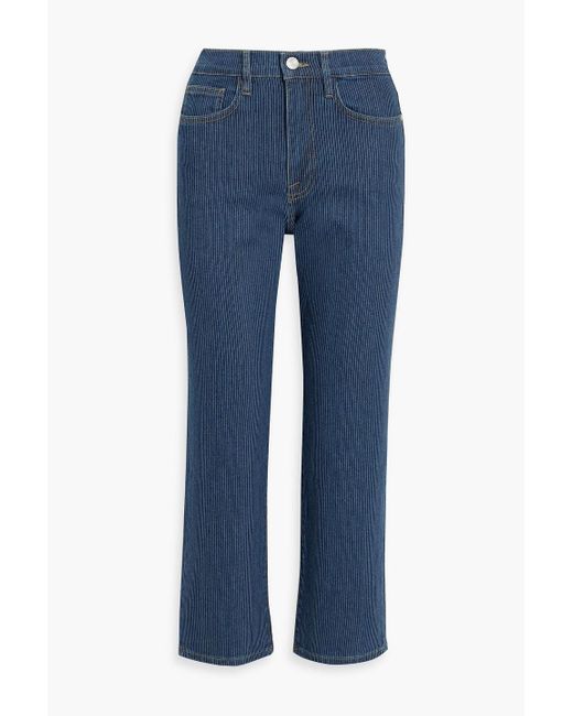 FRAME Blue Le Jane Crop Pinstriped High-rise Straight-leg Jeans