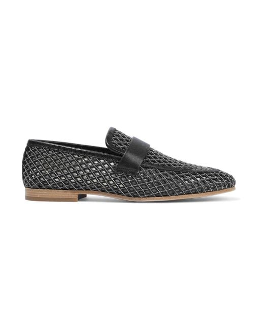 Brunello Cucinelli Bead-embellished Laser-cut Leather Loafers in Black ...