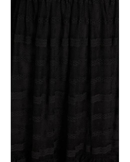 RED Valentino Black Macramé-trimmed Point D'esprit Mini Dress