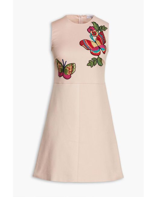 RED Valentino Natural Appliquéd Cotton-blend Mini Dress