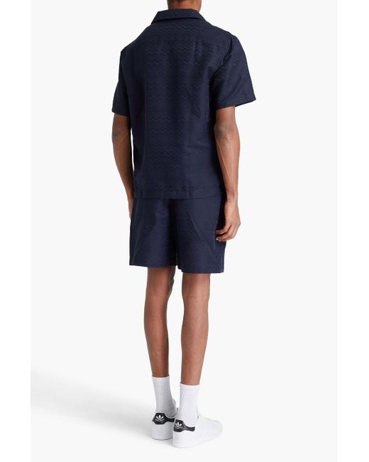 Missoni Blue Cotton And Linen-Blend Jacquard Shirt for men