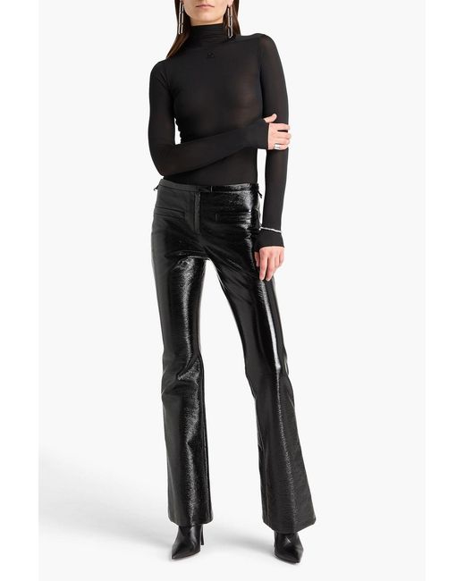 Courreges Black Cotton-Blend Vinyl Flared Pants