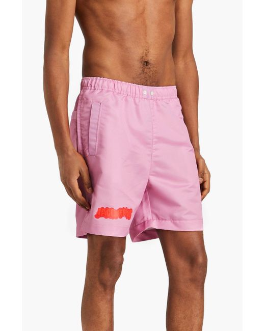 Jacquemus Pink De Bain Mid-length Logo-print Swim Shorts for men