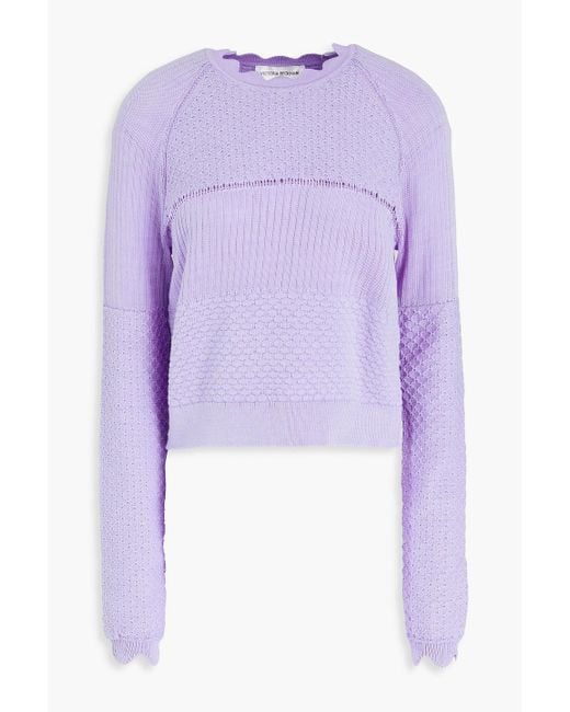 Victoria Beckham Purple Crochet-knit Cotton-blend Sweater
