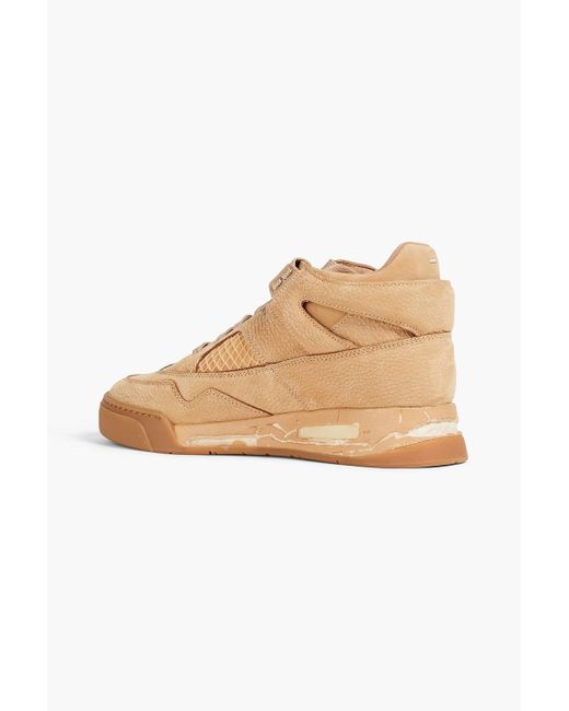 Maison Margiela Natural Ddstck Distressed Nubuck And Pebbled-leather Sneakers for men