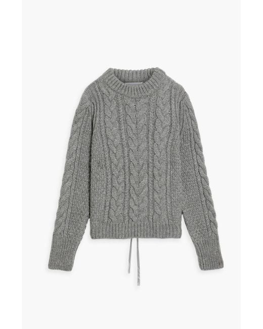 CECILIE BAHNSEN Gray Cutout Cable-knit Wool And Alpaca-blend Sweater