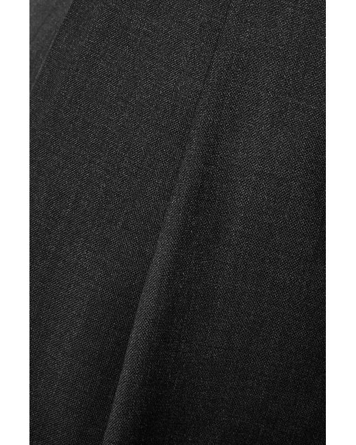 Totême Black Cropped Pleated Wool Straight-leg Pants