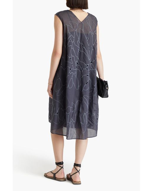 Gentry Portofino Blue Cutout Printed Cotton Midi Dress