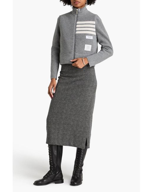 Thom Browne Gray Reversible Striped Quilted Wool Jacket