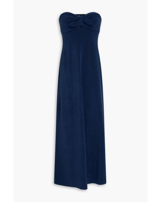 Zimmermann Blue Trägerloses midikleid aus frottee aus einer baumwollmischung mit cut-outs