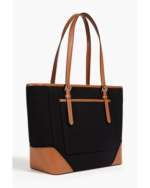 MICHAEL Michael Kors Black Aria Leather-trimmed Canvas Tote