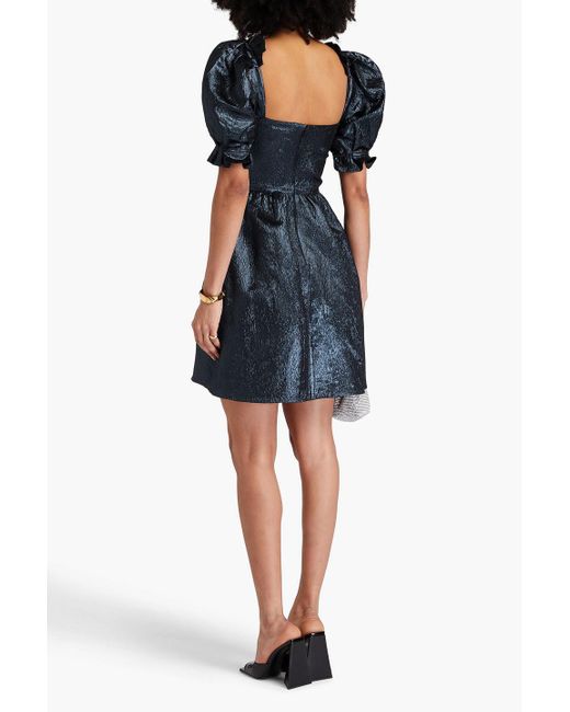 Saloni Black Rachel D Metallic Cloqué Mini Dress