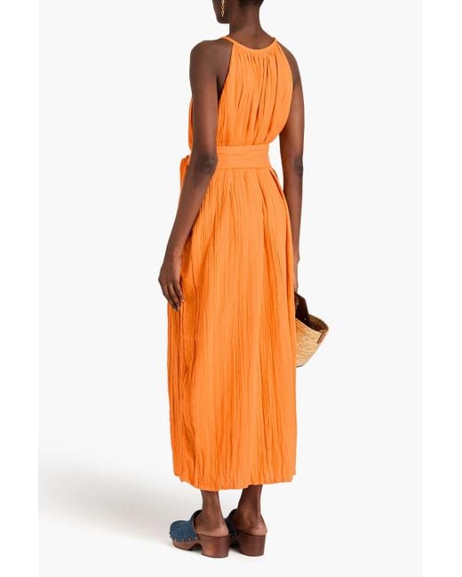 Mara Hoffman Orange Crinkled Cotton-gauze Midi Dress