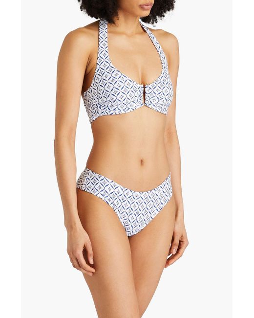 Heidi Klein Blue Capri Printed Halterneck Bikini Top