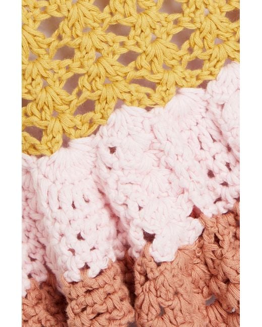 Zimmermann Yellow Ruffled Crocheted Cotton Sweater