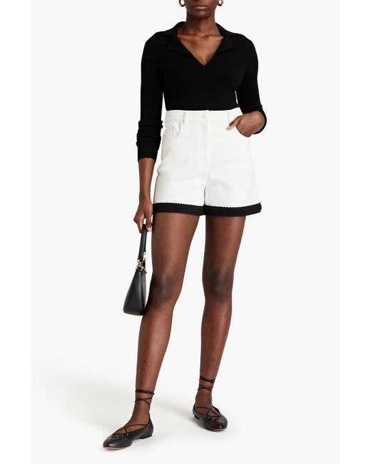 Boutique Moschino White Crochet-trimmed Denim Shorts