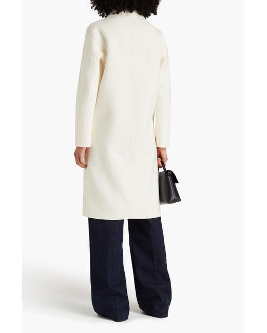 Claudie Pierlot Natural Double-breasted Wool-blend Brushed-felt Coat