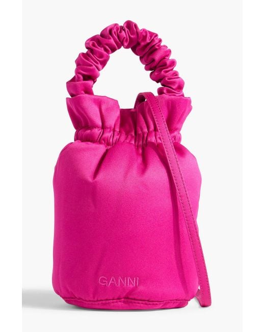Ganni Pink Occasion Satin Bucket Bag