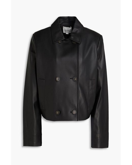 Vince Black Double-Breasted Leather Jacket