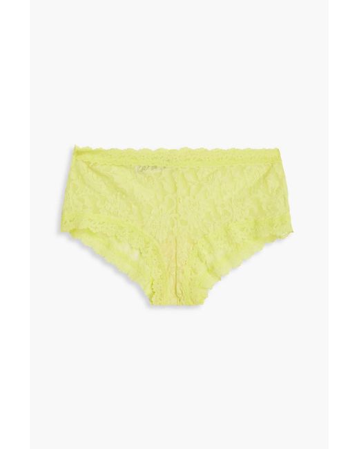 Hanky Panky Yellow Stretch-lace Mid-rise Briefs