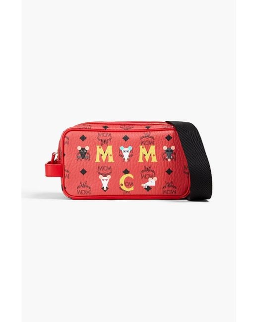 MCM Red Printed Coated-canvas Cosmetics Case