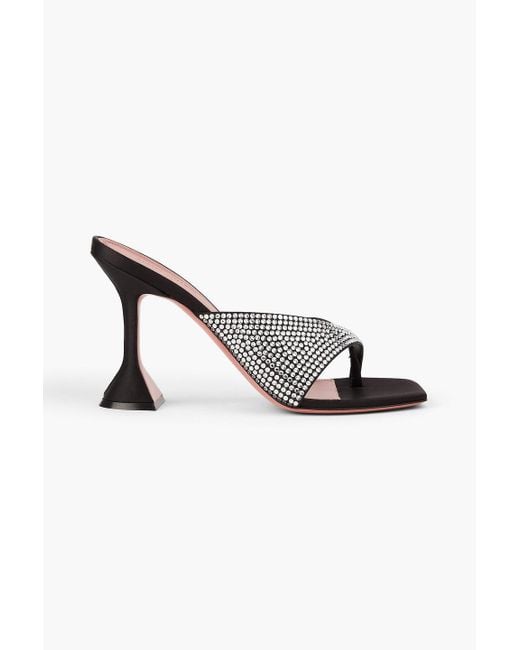 AMINA MUADDI Metallic Shiona Crystal-Embellished Satin Mules
