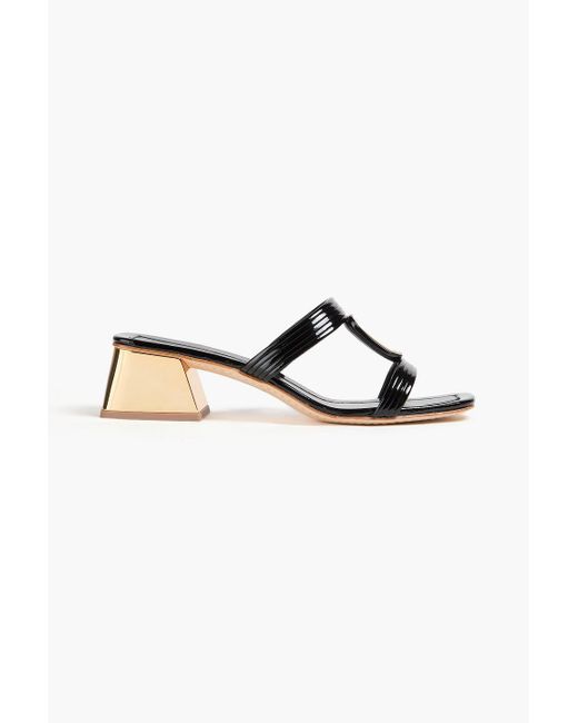 Tory Burch Black Georgia Bombe Embellished Patent-leather Sandals