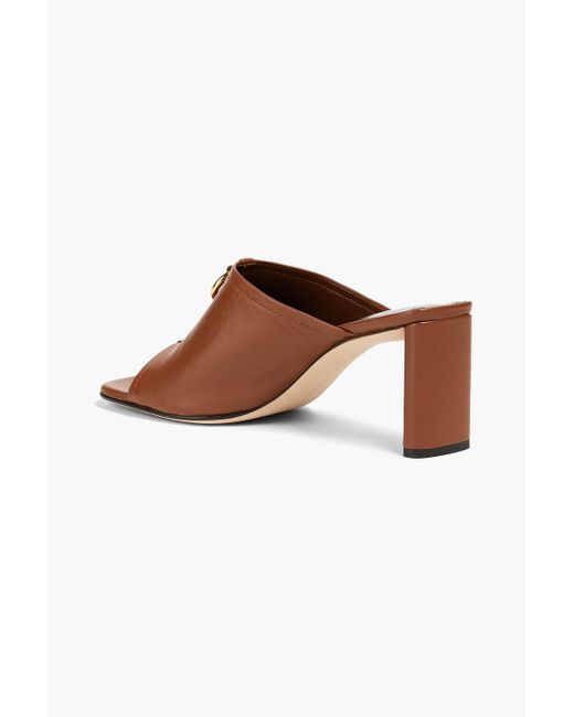 Victoria Beckham Brown Ring-embellished Leather Mules