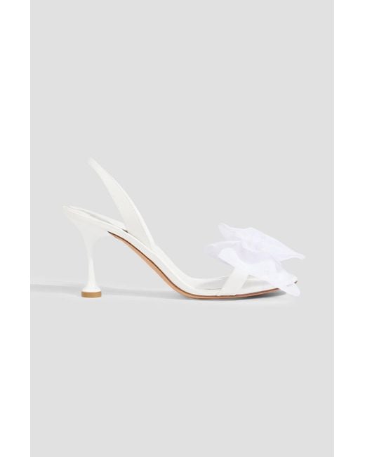 Alexandre Birman White Isabelle 65 Bow-detailed Leather Slingback Sandals