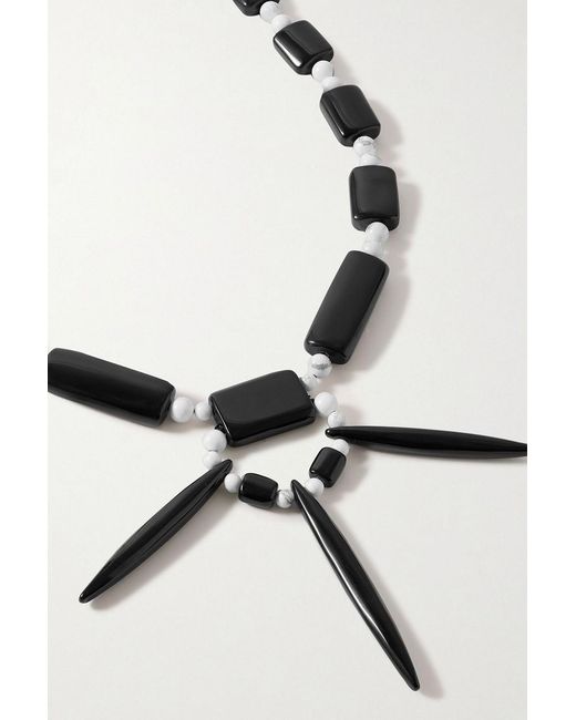 Gabriela Hearst White Cord, Obsidian And Howlite Necklace