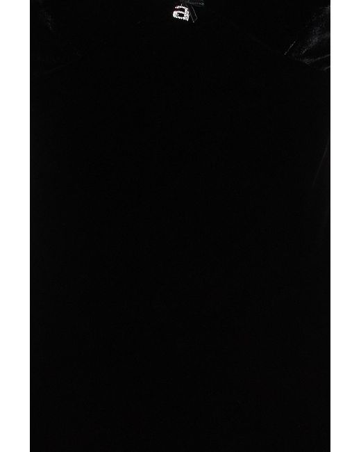 T By Alexander Wang Black Bow-Detailed Velvet Mini Dress