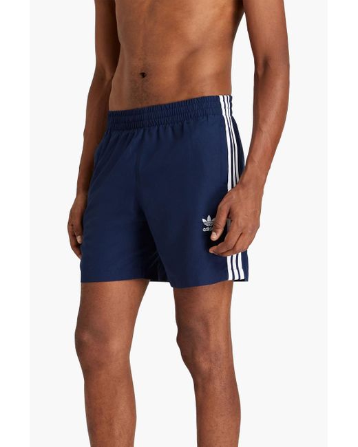 Adidas Originals Blue Short-length Striped Swim Shorts for men