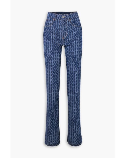 Victoria Beckham Blue Julia Logo-print High-rise Straight-leg Jeans