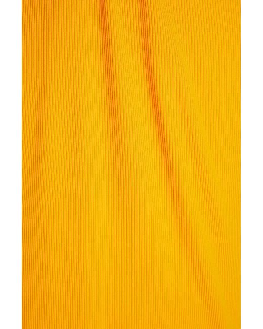 Sandro Yellow Lolie Knotted Cutout Ribbed Jersey Midi Dress