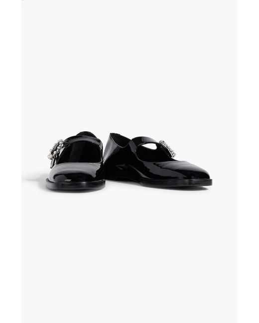 Stuart Weitzman Black Loralei Patent-Leather Mary Jane Flats