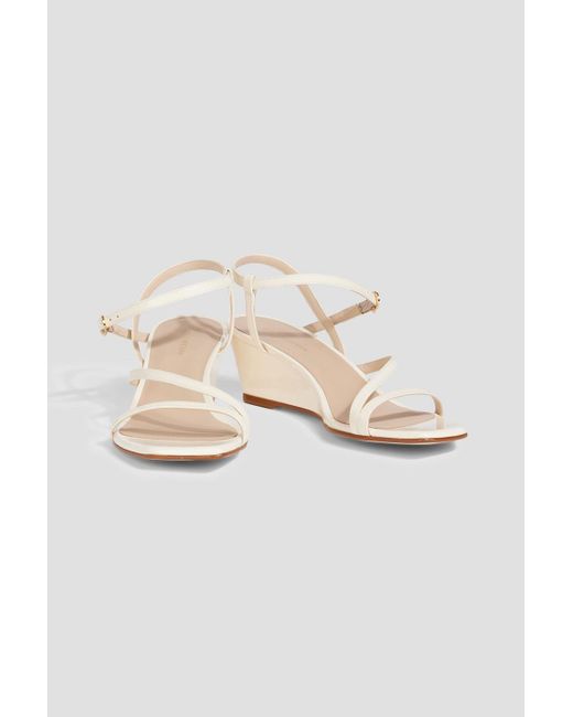 Stuart Weitzman White Oasis 50 Patent-Leather Wedge Sandals