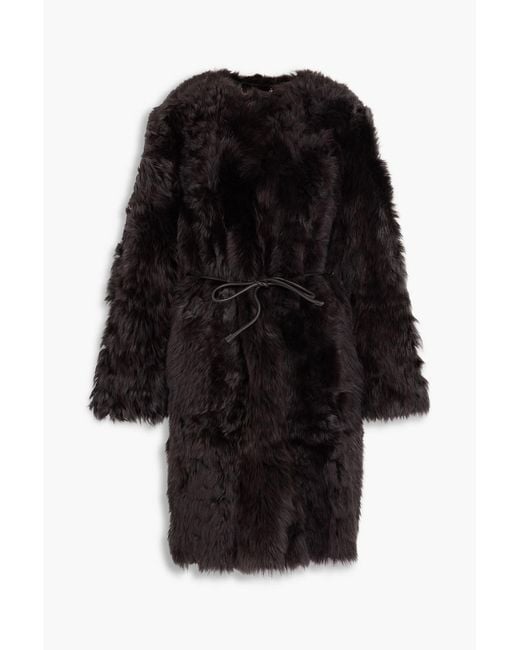 Zimmermann Black Belted Shearling Coat