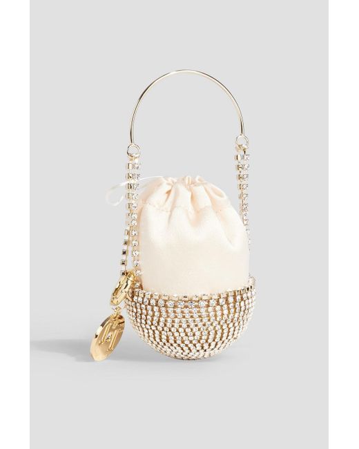 Rosantica White Baby Gizlahn Crystal-embellished Satin Bucket Bag