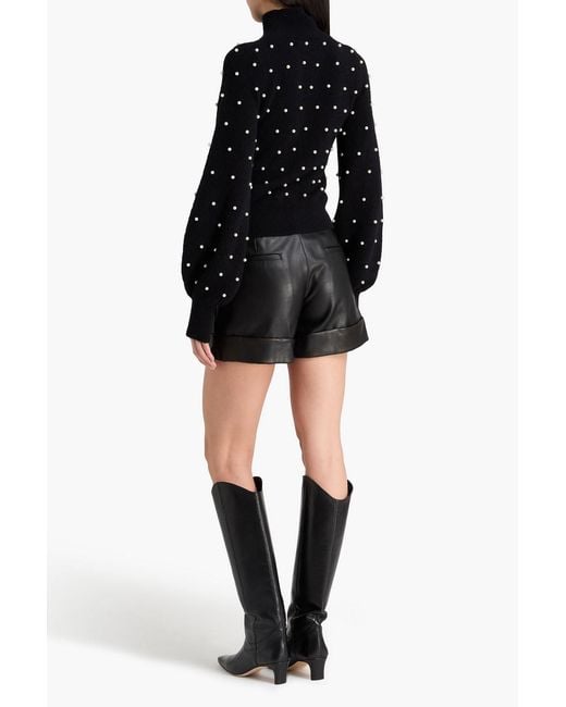 Zimmermann Black Faux Pearl-Embellished Alpaca-Blend Turtleneck Sweater