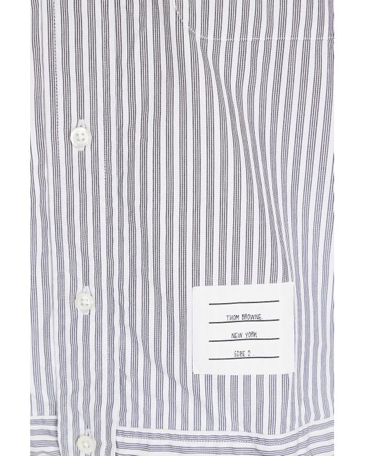 Thom Browne Gray Striped Cotton-poplin Shirt for men