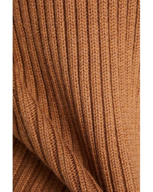 J.W. Anderson Brown Cutout Ribbed Merino Wool-blend Turtleneck Sweater