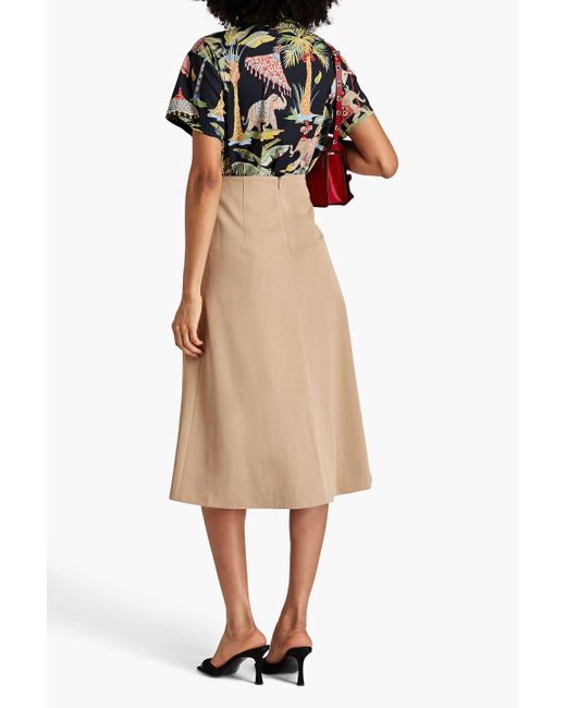 RED Valentino Natural Cotton And Wool-blend Twill Midi Skirt