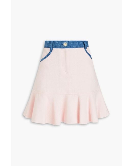 Sandro Polene Fluted Bouclé-tweed Mini Skirt in Pink | Lyst