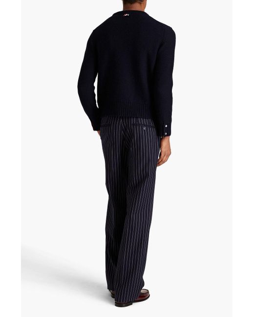 Thom Browne Blue Striped Wool And Mohair-blend Sweater for men