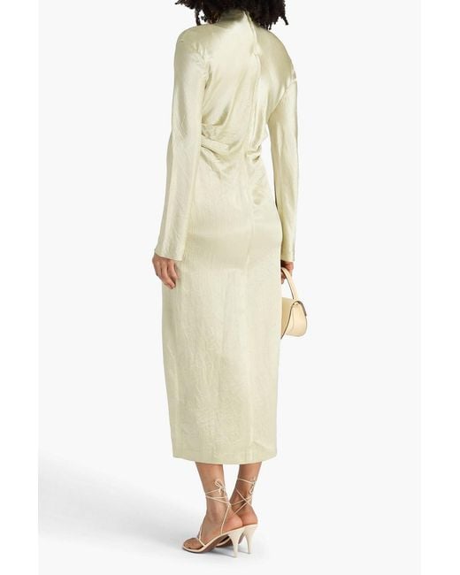 Nanushka White Draped Satin-Twill Midi Dress