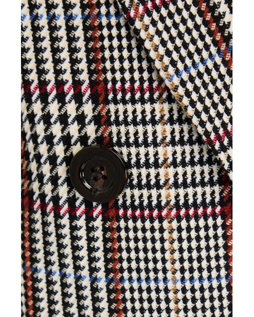 Veronica Beard Gray Ellette Dickey Double-Breasted Prince Of Wales Checked Tweed Blazer