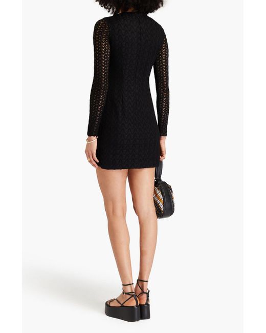 Missoni Black Crochet-knit Wool-blend Mini Dress