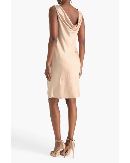Versace Natural Embellished Draped Chainmail And Satin Dress